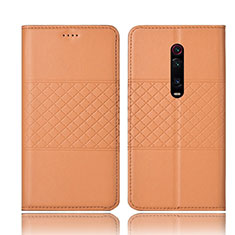 Custodia Portafoglio In Pelle Cover con Supporto T15 per Xiaomi Mi 9T Pro Arancione