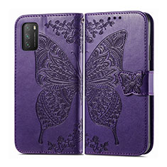 Custodia Portafoglio In Pelle Cover con Supporto T15 per Xiaomi Poco M3 Viola