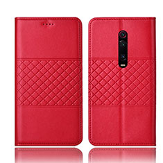 Custodia Portafoglio In Pelle Cover con Supporto T15 per Xiaomi Redmi K20 Pro Rosso