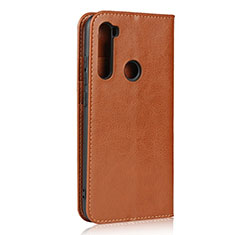 Custodia Portafoglio In Pelle Cover con Supporto T15 per Xiaomi Redmi Note 8 (2021) Arancione