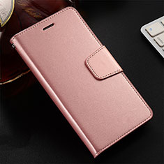 Custodia Portafoglio In Pelle Cover con Supporto T16 per Huawei Honor View 20 Oro Rosa