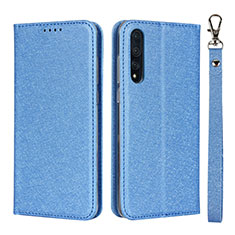 Custodia Portafoglio In Pelle Cover con Supporto T16 per Huawei P20 Pro Blu