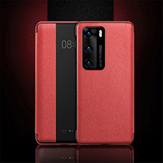 Custodia Portafoglio In Pelle Cover con Supporto T16 per Huawei P40 Rosso