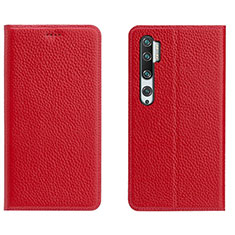 Custodia Portafoglio In Pelle Cover con Supporto T16 per Xiaomi Mi Note 10 Pro Rosso