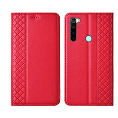 Custodia Portafoglio In Pelle Cover con Supporto T16 per Xiaomi Redmi Note 8 (2021) Rosso