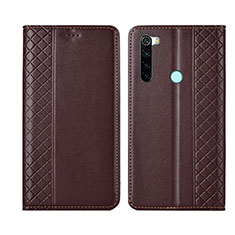 Custodia Portafoglio In Pelle Cover con Supporto T16 per Xiaomi Redmi Note 8 Marrone