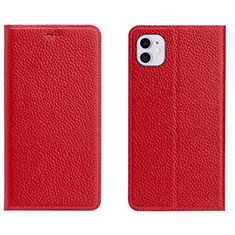 Custodia Portafoglio In Pelle Cover con Supporto T17 per Apple iPhone 11 Rosso