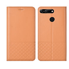 Custodia Portafoglio In Pelle Cover con Supporto T17 per Huawei Honor V20 Arancione