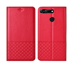 Custodia Portafoglio In Pelle Cover con Supporto T17 per Huawei Honor V20 Rosso