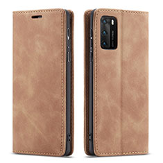 Custodia Portafoglio In Pelle Cover con Supporto T18 per Huawei P40 Arancione