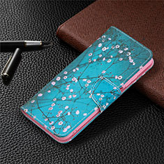 Custodia Portafoglio In Pelle Cover con Supporto T19 per Xiaomi Poco M3 Blu