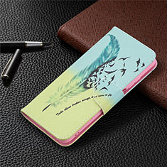 Custodia Portafoglio In Pelle Cover con Supporto T19 per Xiaomi Poco M3 Verde Pastello