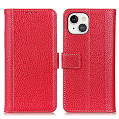 Custodia Portafoglio In Pelle Cover con Supporto T23 per Apple iPhone 13 Mini Rosso