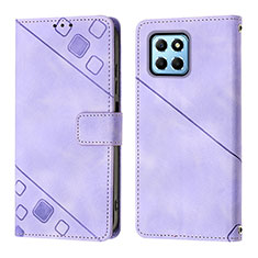 Custodia Portafoglio In Pelle Cover con Supporto Y01B per Huawei Honor X8 5G Viola