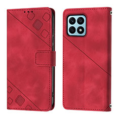 Custodia Portafoglio In Pelle Cover con Supporto Y01B per Huawei Honor X8a 4G Rosso
