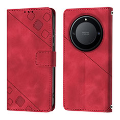 Custodia Portafoglio In Pelle Cover con Supporto Y01B per Huawei Honor X9a 5G Rosso