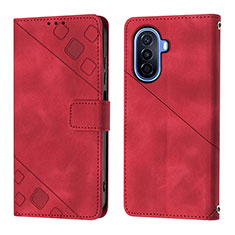 Custodia Portafoglio In Pelle Cover con Supporto Y01B per Huawei Nova Y70 Plus Rosso