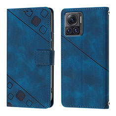 Custodia Portafoglio In Pelle Cover con Supporto Y01B per Motorola Moto Edge 30 Ultra 5G Blu