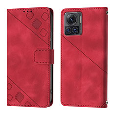 Custodia Portafoglio In Pelle Cover con Supporto Y01B per Motorola Moto Edge X30 Pro 5G Rosso