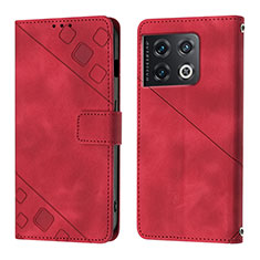 Custodia Portafoglio In Pelle Cover con Supporto Y01B per OnePlus 10 Pro 5G Rosso