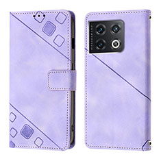 Custodia Portafoglio In Pelle Cover con Supporto Y01B per OnePlus 10 Pro 5G Viola