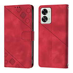 Custodia Portafoglio In Pelle Cover con Supporto Y01B per OnePlus Nord 2T 5G Rosso