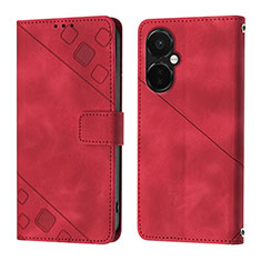 Custodia Portafoglio In Pelle Cover con Supporto Y01B per OnePlus Nord CE 3 5G Rosso