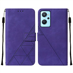 Custodia Portafoglio In Pelle Cover con Supporto Y01B per Oppo A96 4G Viola