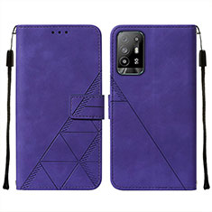 Custodia Portafoglio In Pelle Cover con Supporto Y01B per Oppo F19 Pro+ Plus 5G Viola