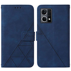 Custodia Portafoglio In Pelle Cover con Supporto Y01B per Oppo Reno8 4G Blu