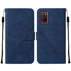 Custodia Portafoglio In Pelle Cover con Supporto Y01B per Samsung Galaxy A02s Blu