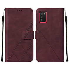 Custodia Portafoglio In Pelle Cover con Supporto Y01B per Samsung Galaxy A02s Rosso Rosa