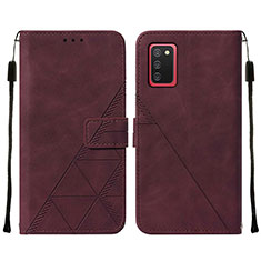 Custodia Portafoglio In Pelle Cover con Supporto Y01B per Samsung Galaxy A03s Rosso Rosa