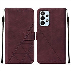 Custodia Portafoglio In Pelle Cover con Supporto Y01B per Samsung Galaxy A23 5G Rosso Rosa