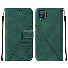 Custodia Portafoglio In Pelle Cover con Supporto Y01B per Samsung Galaxy F12 Verde