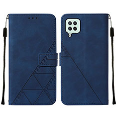 Custodia Portafoglio In Pelle Cover con Supporto Y01B per Samsung Galaxy F22 4G Blu