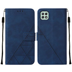 Custodia Portafoglio In Pelle Cover con Supporto Y01B per Samsung Galaxy F42 5G Blu