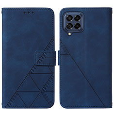 Custodia Portafoglio In Pelle Cover con Supporto Y01B per Samsung Galaxy M33 5G Blu
