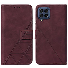 Custodia Portafoglio In Pelle Cover con Supporto Y01B per Samsung Galaxy M53 5G Rosso Rosa