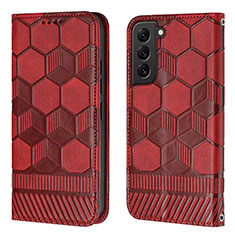 Custodia Portafoglio In Pelle Cover con Supporto Y01B per Samsung Galaxy S21 5G Rosso