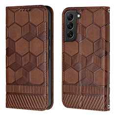 Custodia Portafoglio In Pelle Cover con Supporto Y01B per Samsung Galaxy S22 5G Marrone