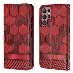Custodia Portafoglio In Pelle Cover con Supporto Y01B per Samsung Galaxy S23 Ultra 5G Rosso