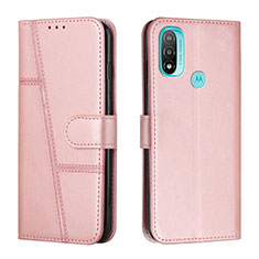 Custodia Portafoglio In Pelle Cover con Supporto Y01X per Motorola Moto E20 Oro Rosa