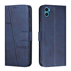 Custodia Portafoglio In Pelle Cover con Supporto Y01X per Motorola Moto E22S Blu