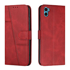 Custodia Portafoglio In Pelle Cover con Supporto Y01X per Motorola Moto E22S Rosso