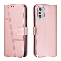 Custodia Portafoglio In Pelle Cover con Supporto Y01X per Motorola Moto E32 Oro Rosa