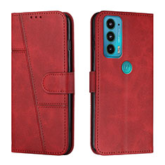 Custodia Portafoglio In Pelle Cover con Supporto Y01X per Motorola Moto Edge 20 5G Rosso