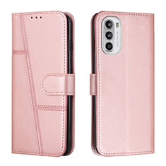 Custodia Portafoglio In Pelle Cover con Supporto Y01X per Motorola MOTO G52 Oro Rosa