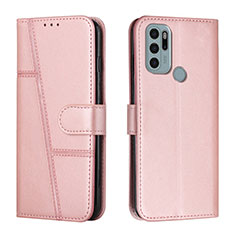 Custodia Portafoglio In Pelle Cover con Supporto Y01X per Motorola Moto G60s Oro Rosa