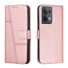 Custodia Portafoglio In Pelle Cover con Supporto Y01X per Oppo Reno8 5G Oro Rosa